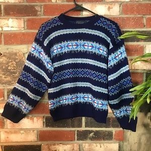 Blue Patterned Christmas/Snow Sweater